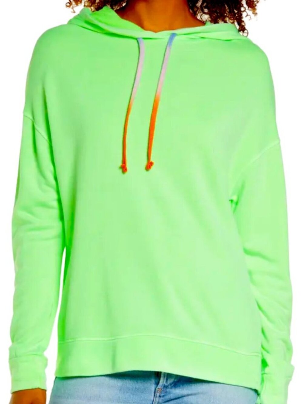 Sundry Neon Green Pop Hoodie Pullover Sweatshirt